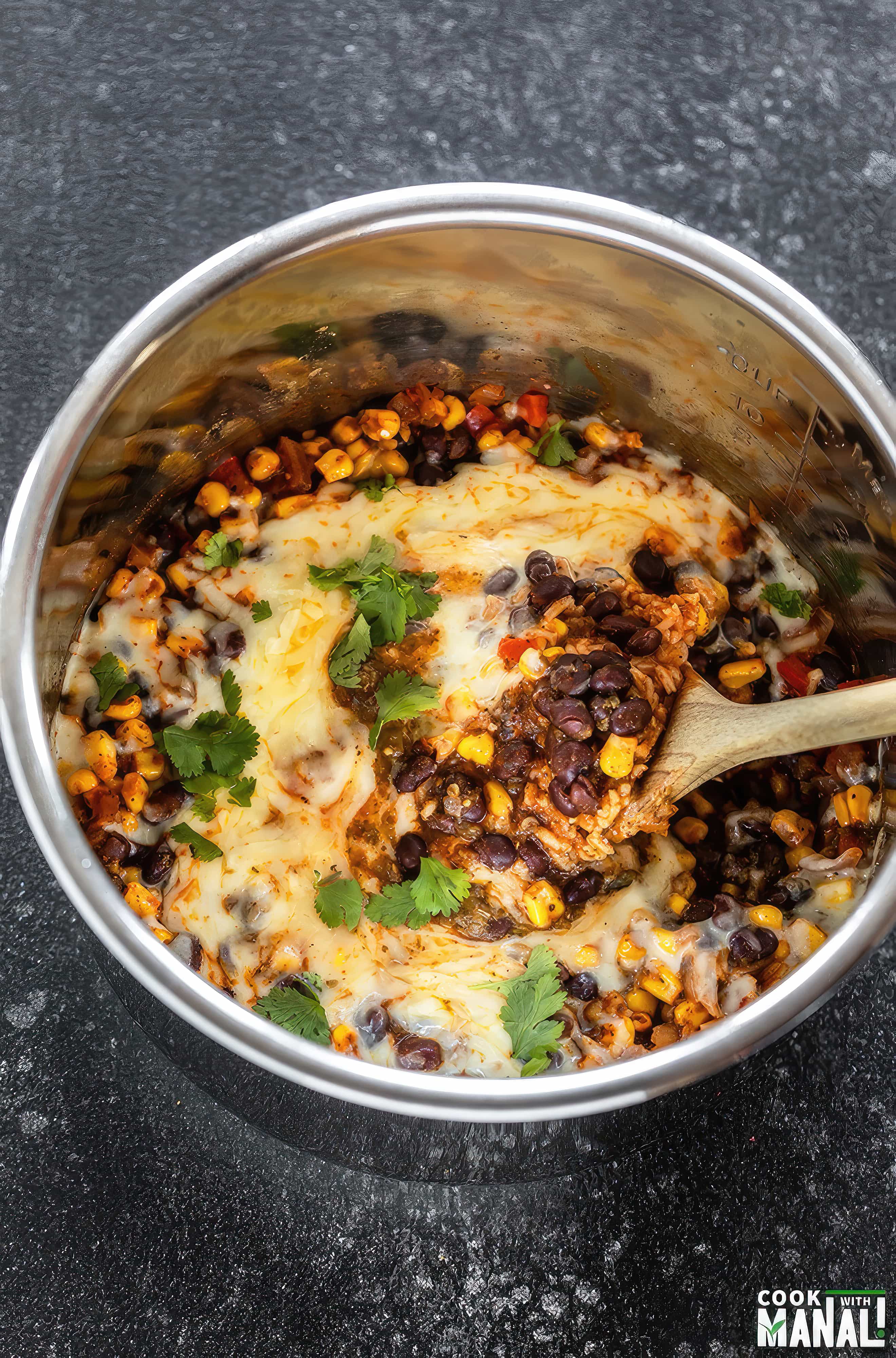 Close-up of instant pot enchilada rice