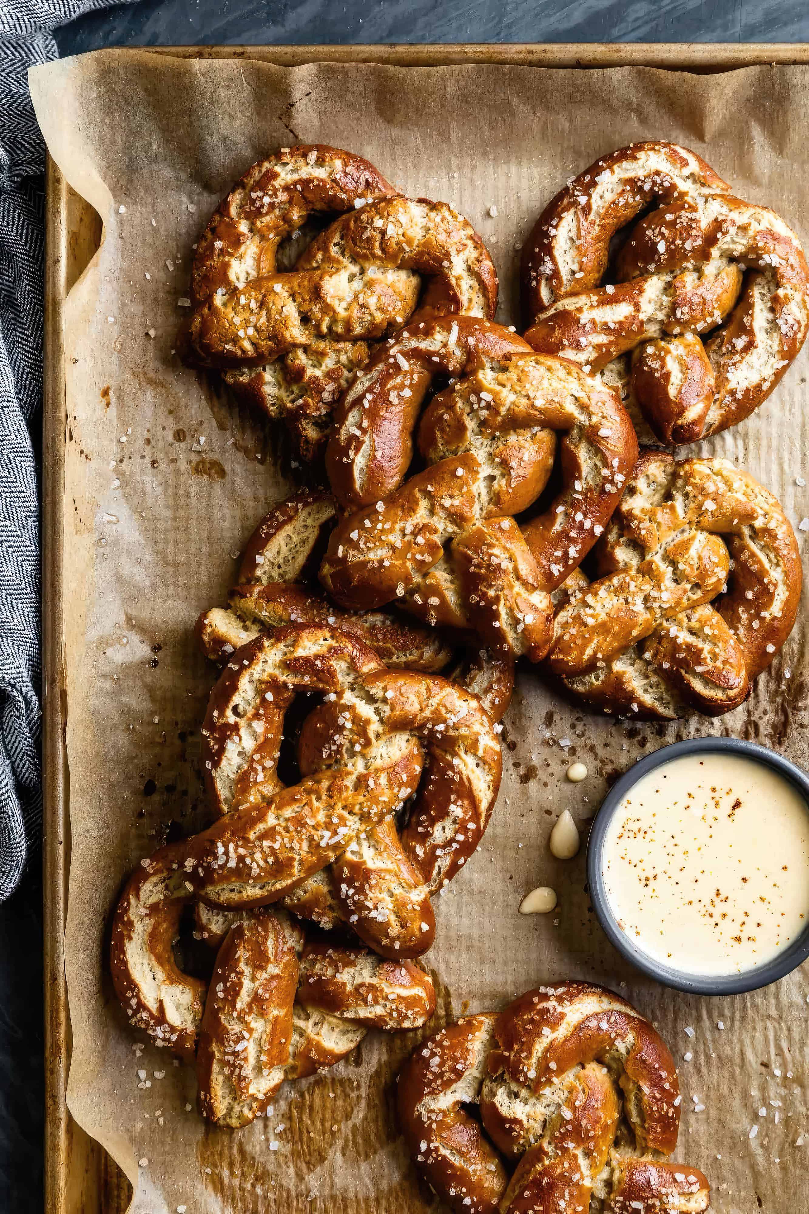 Close-up of gluten-free soft pretzels