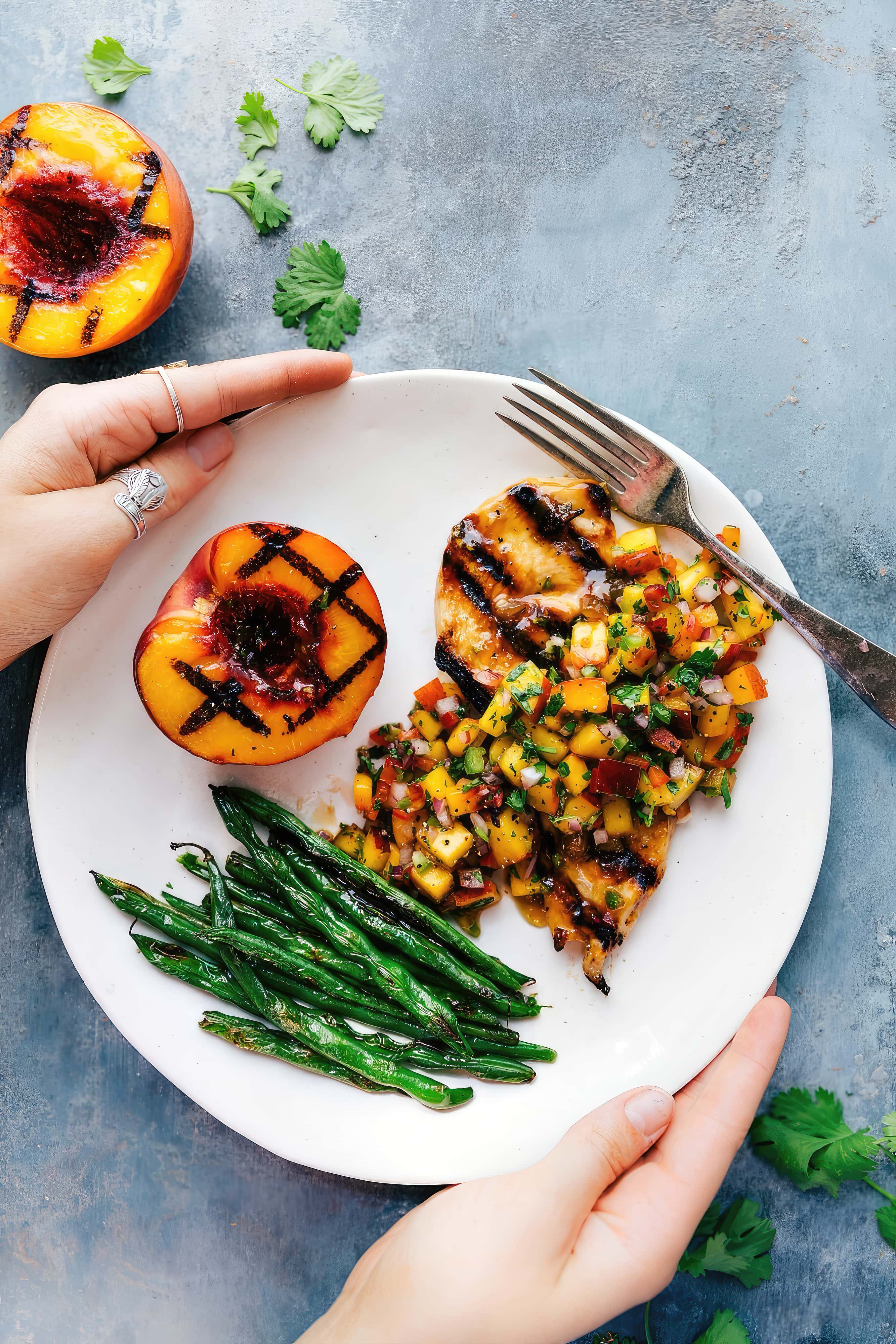 Image of grilled chicken with peach salsa