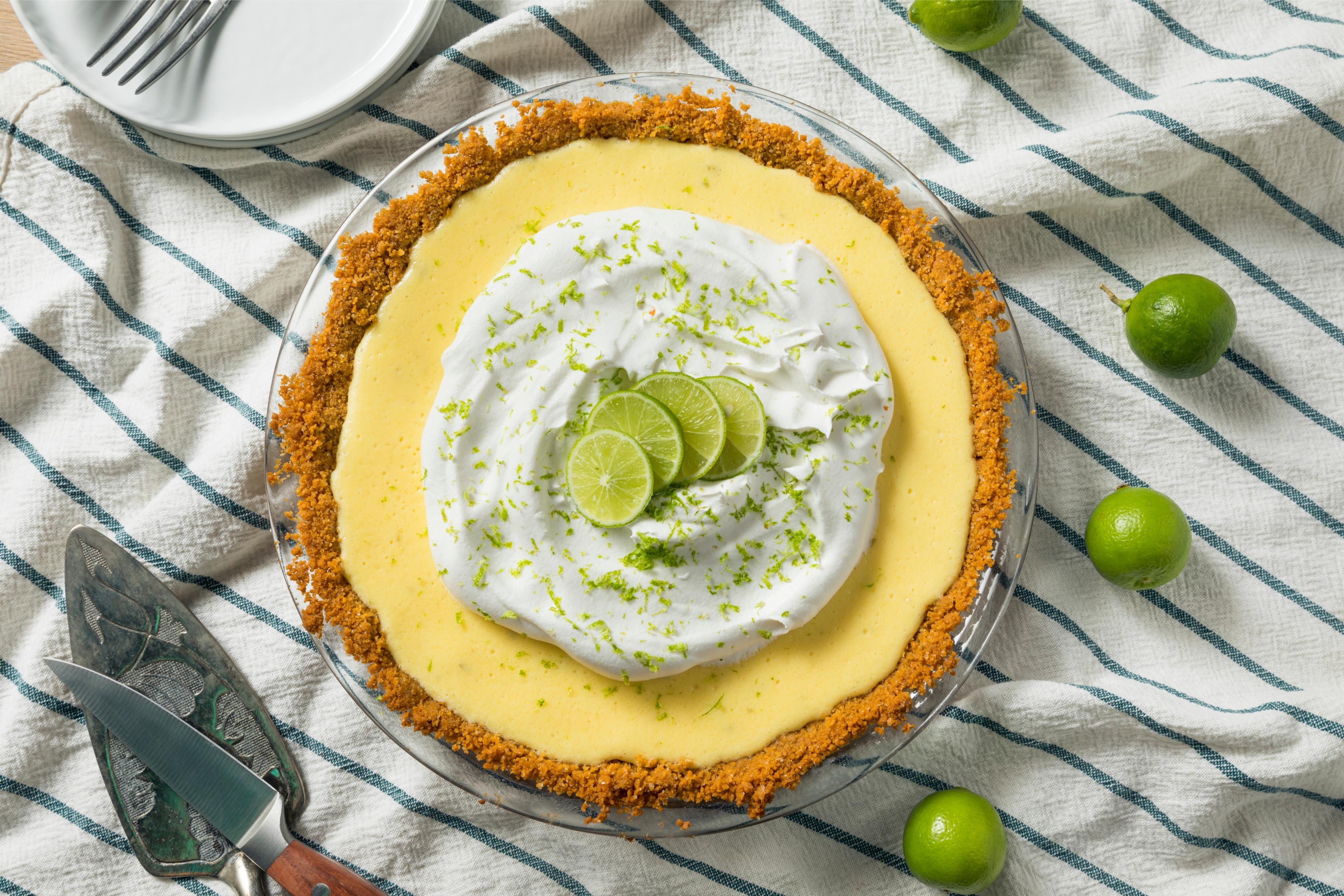 Close-up of sweet homemade key lime pie