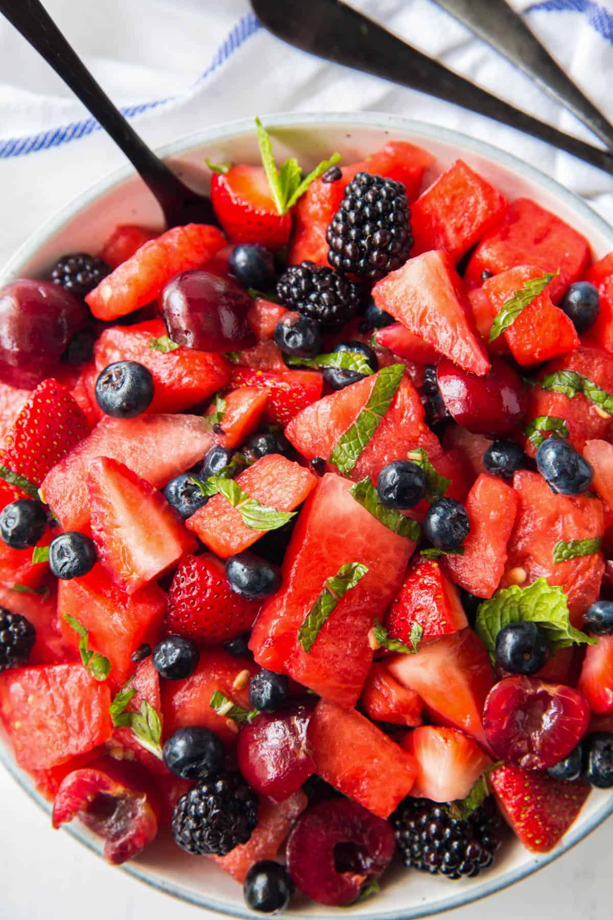 Close-up of watermelon berry salad