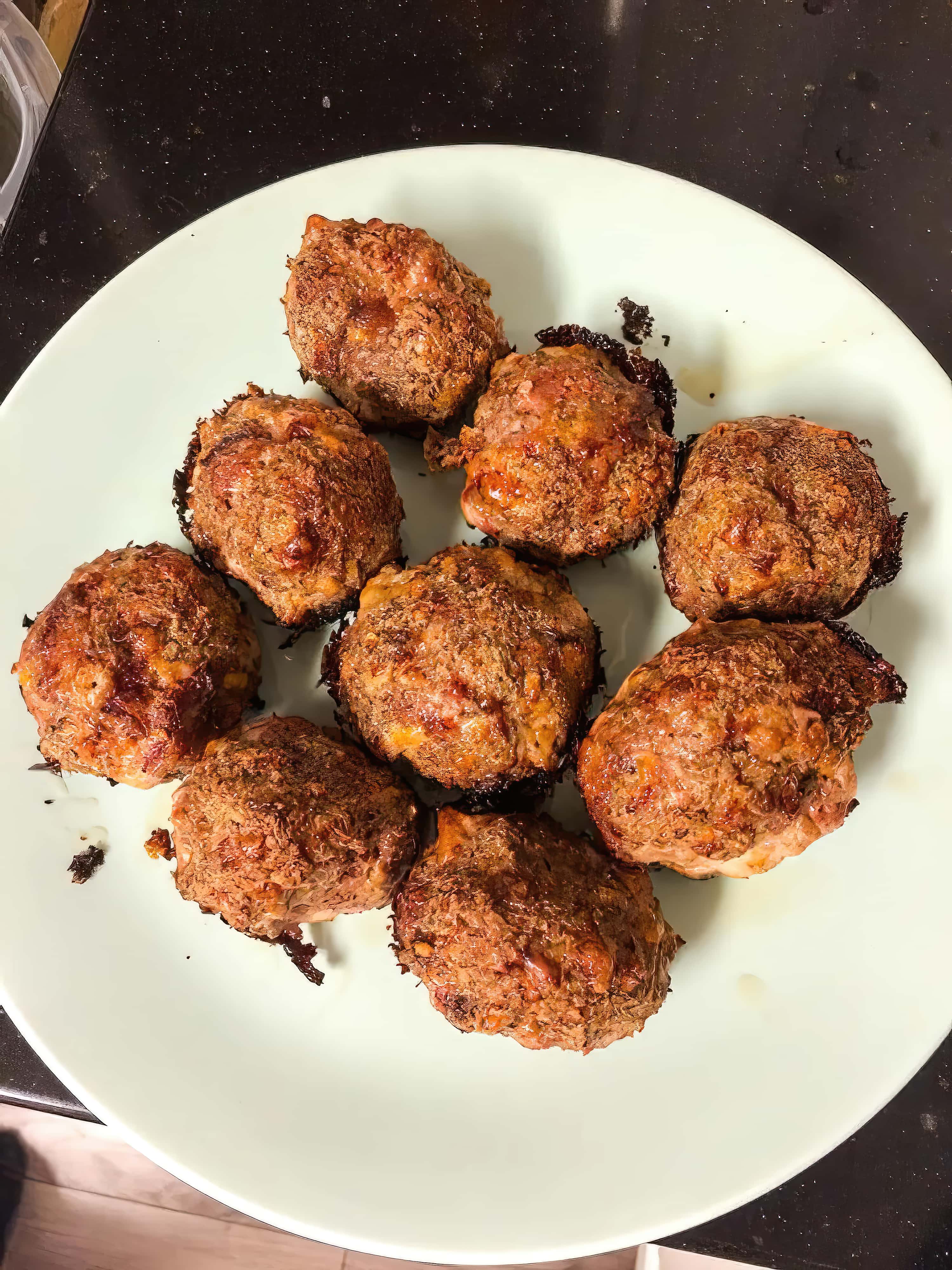 Close-up of keto cheesy meatloaf poppers