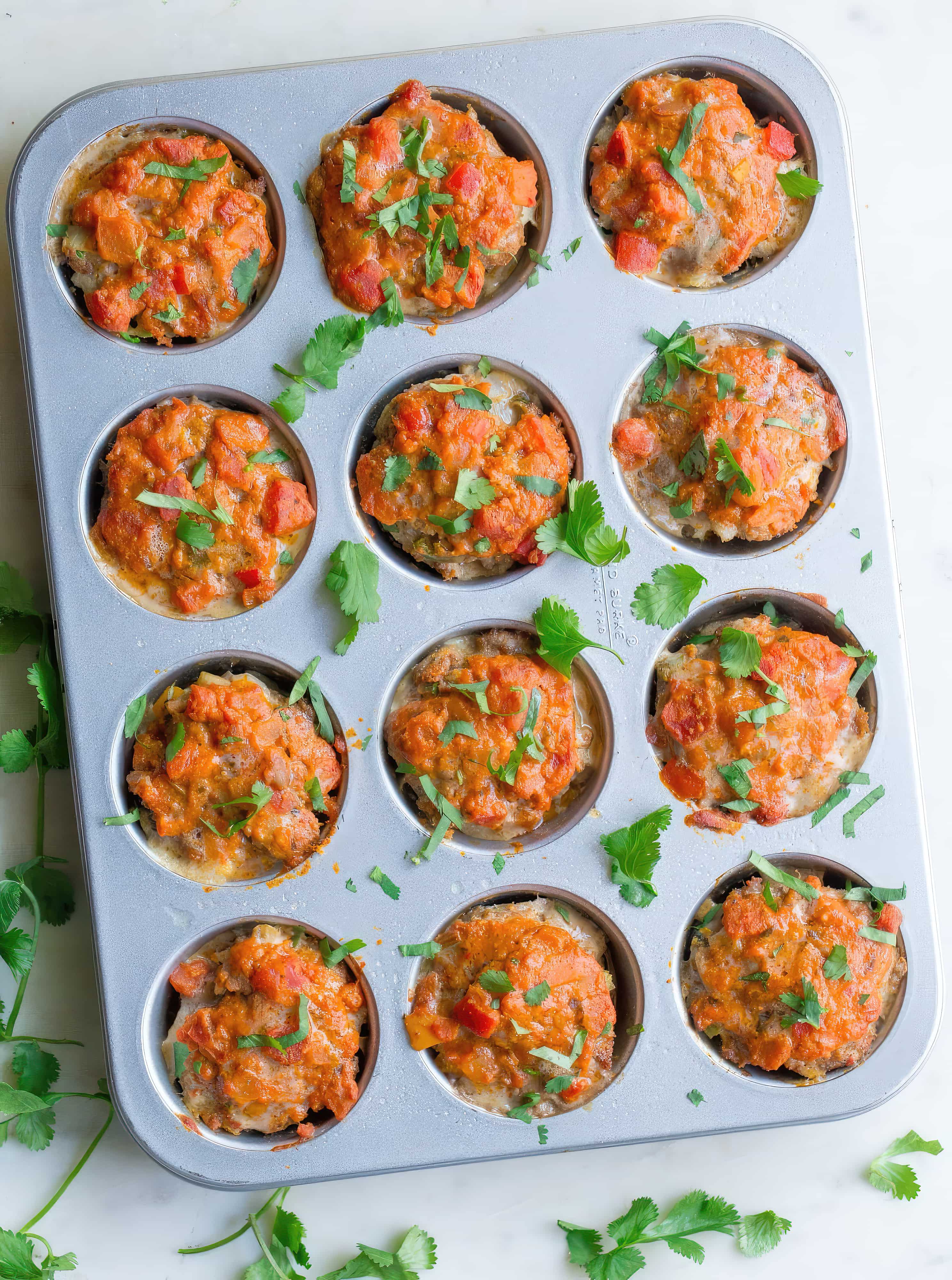Close-up of mexican meatloaf muffins