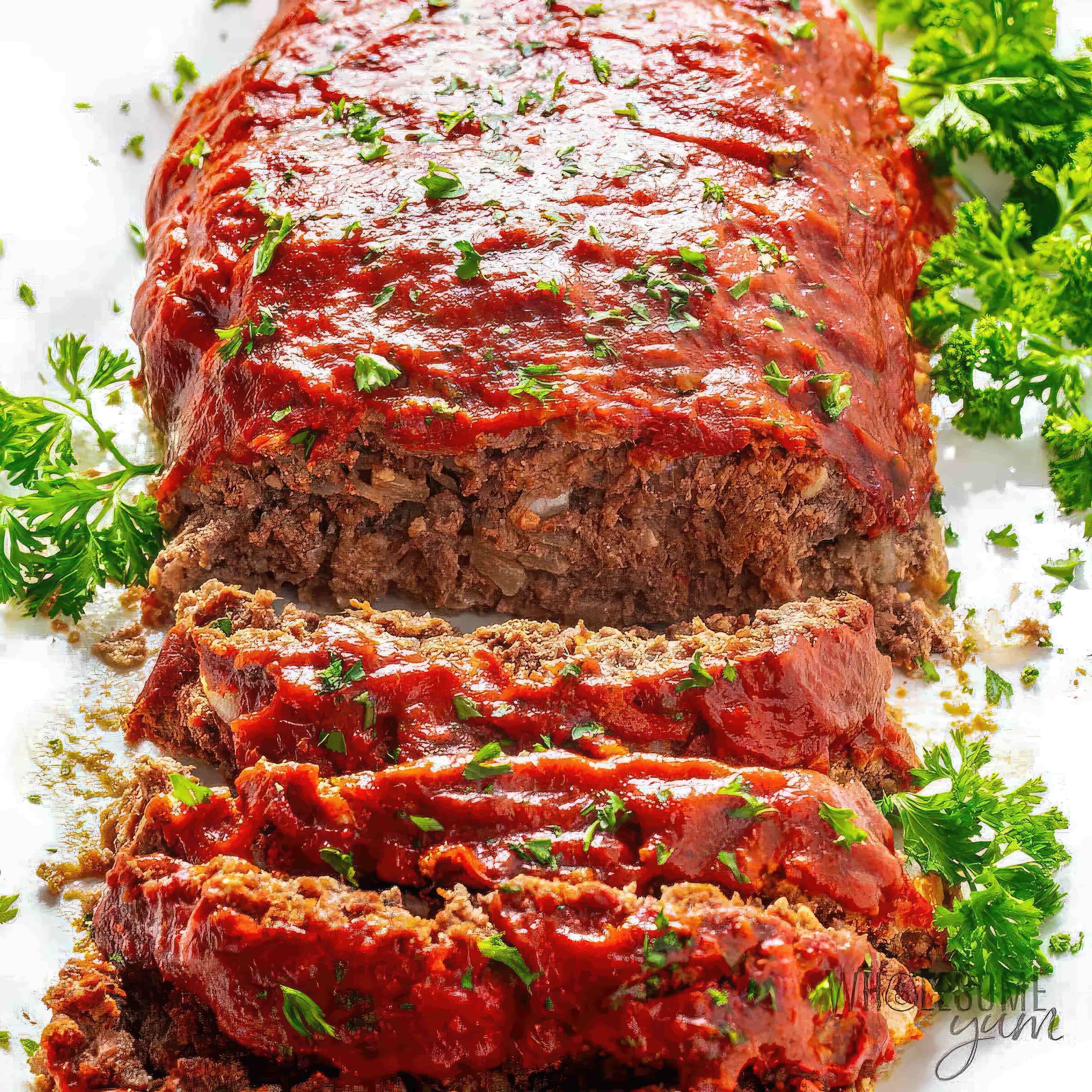 Close-up of low carb keto meatloaf