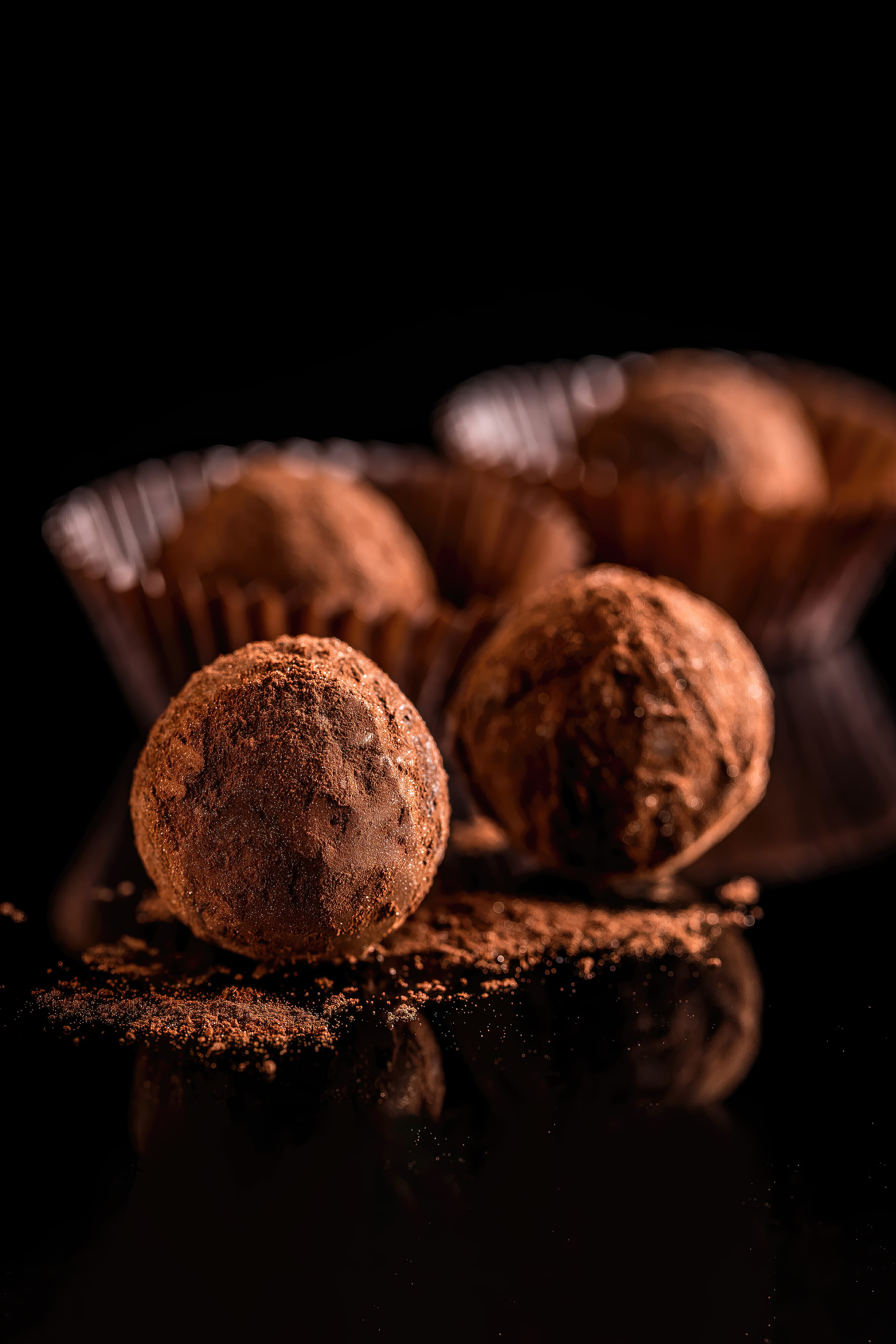 Close-up of vegan chocolate truffles