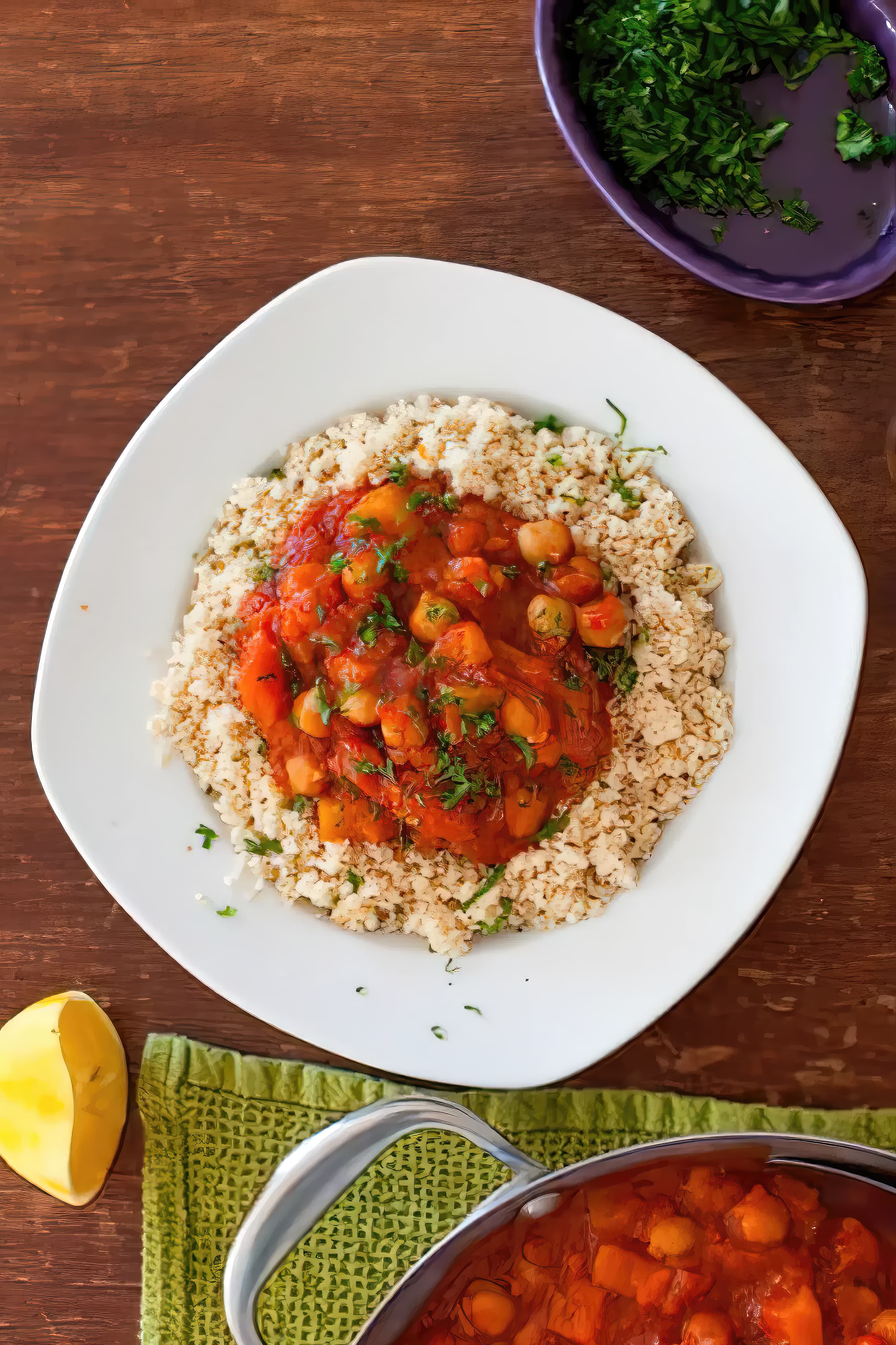 Image of rustic chickpea stew with apricots & turnip