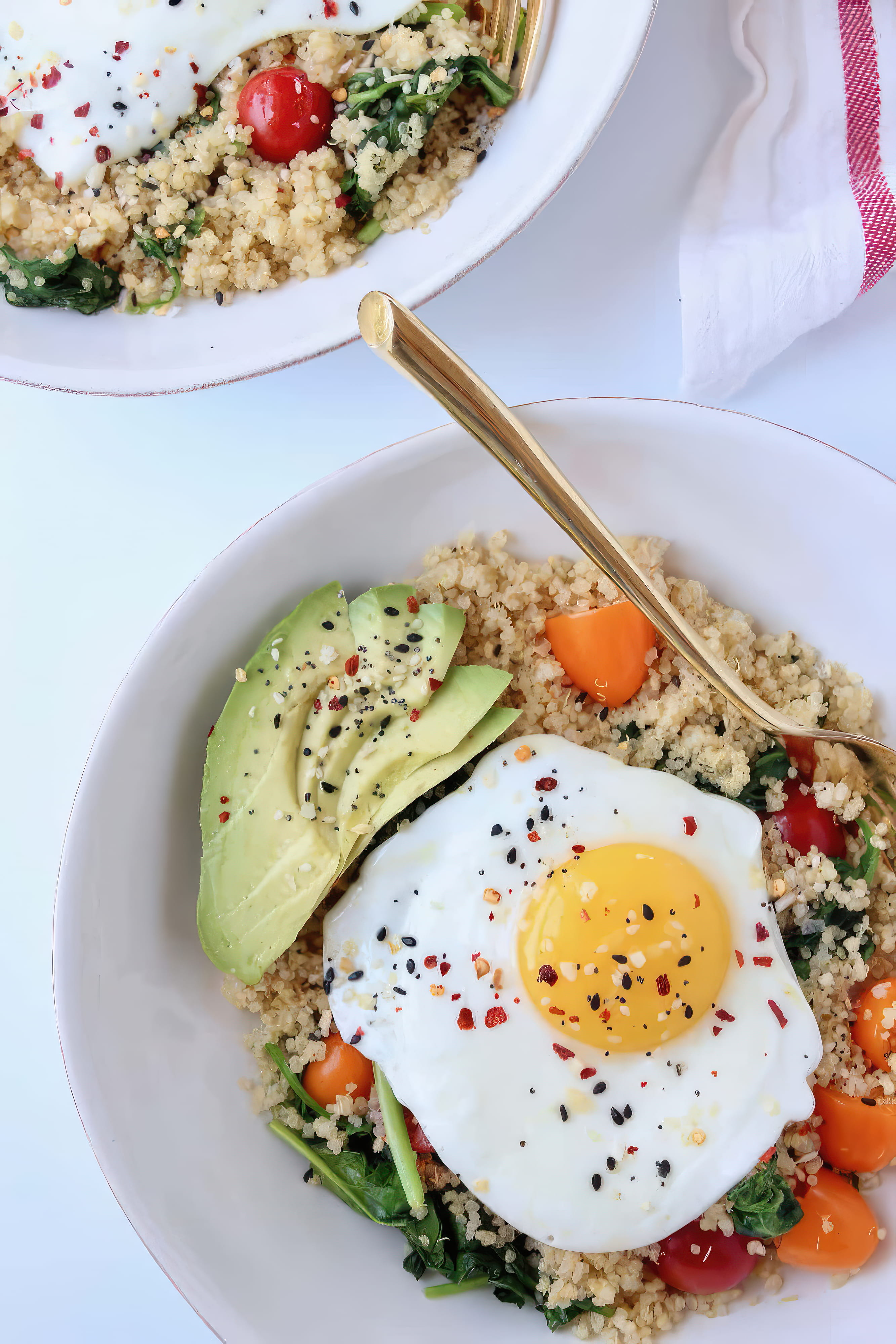 Close-up of quinoa breakfast bowl