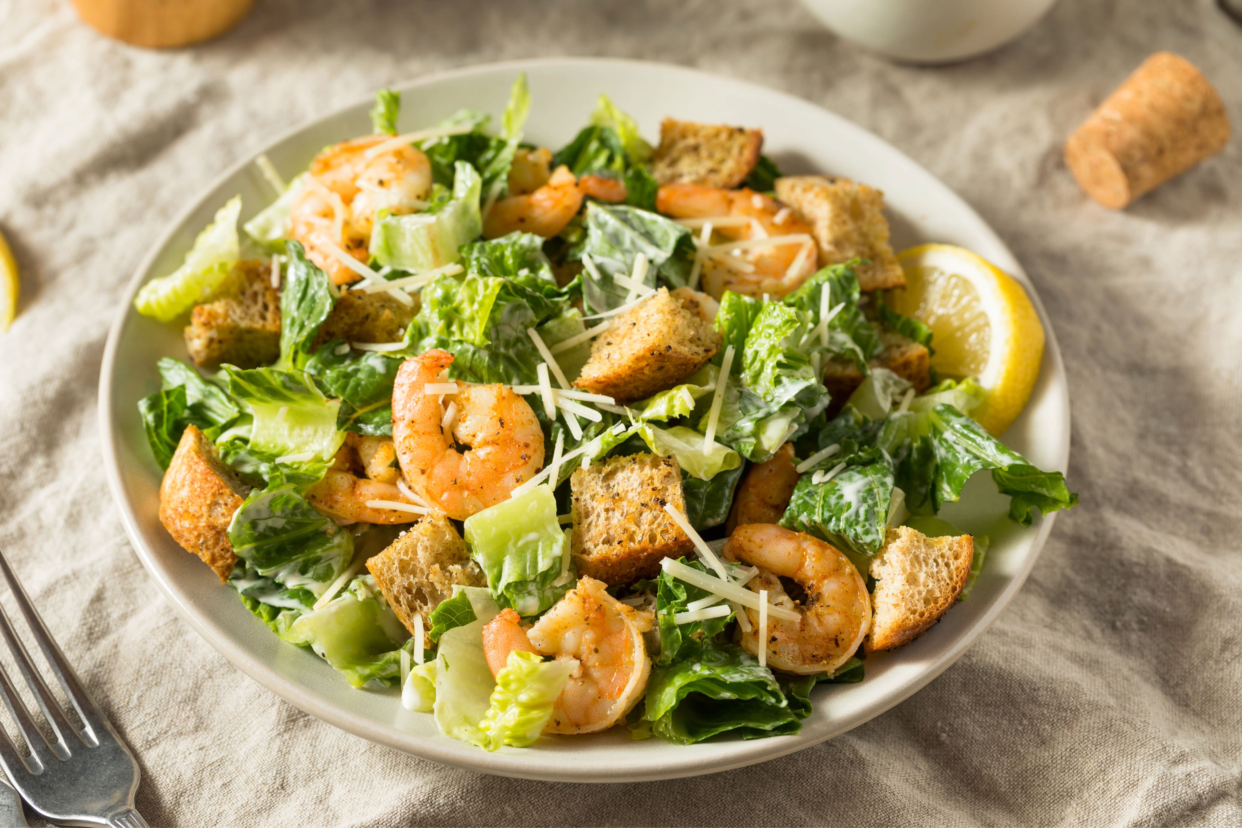 Homemade Shrimp Caesar Salad