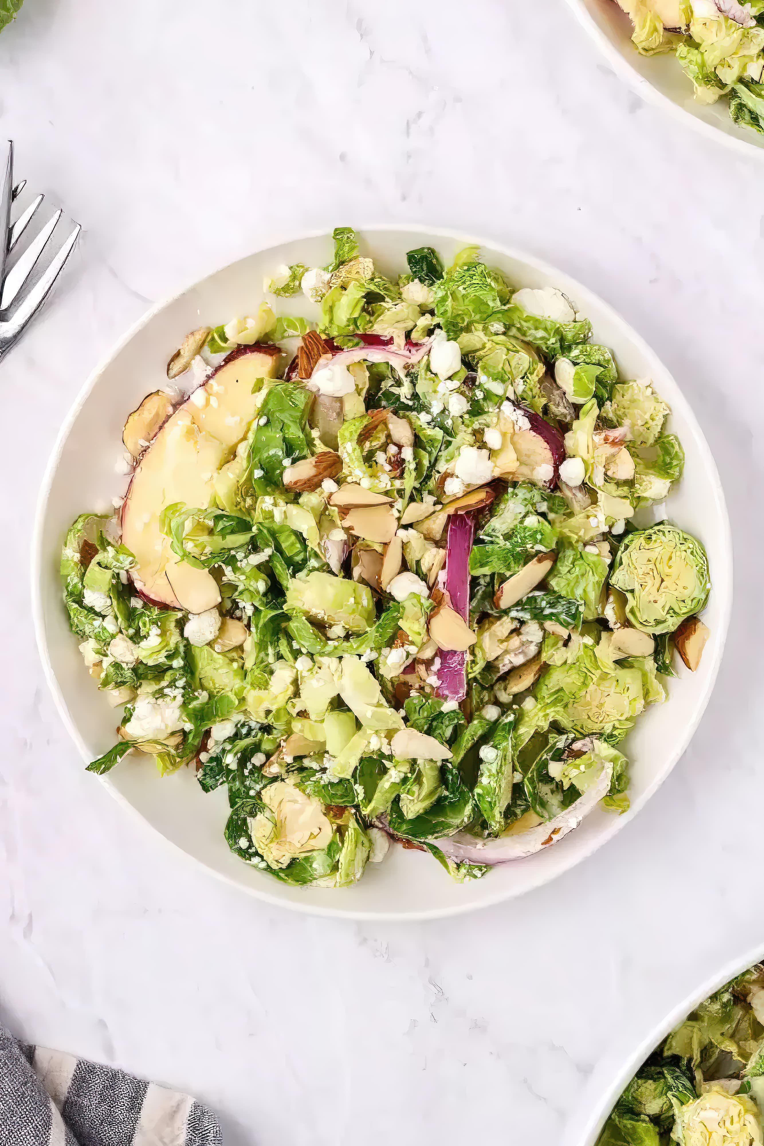 Image of shaved brussels sprout salad with honey dijon dressing