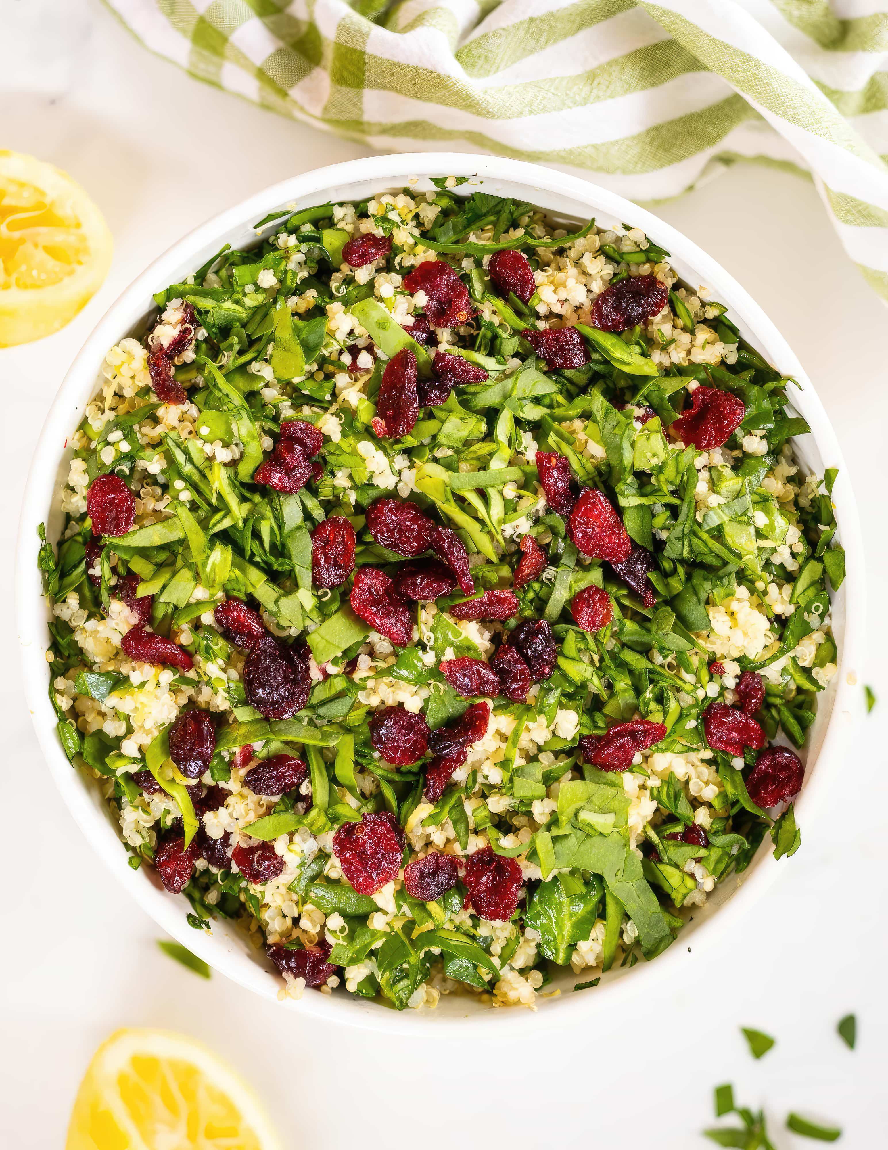 Image of quinoa cranberry pecan arugula salad