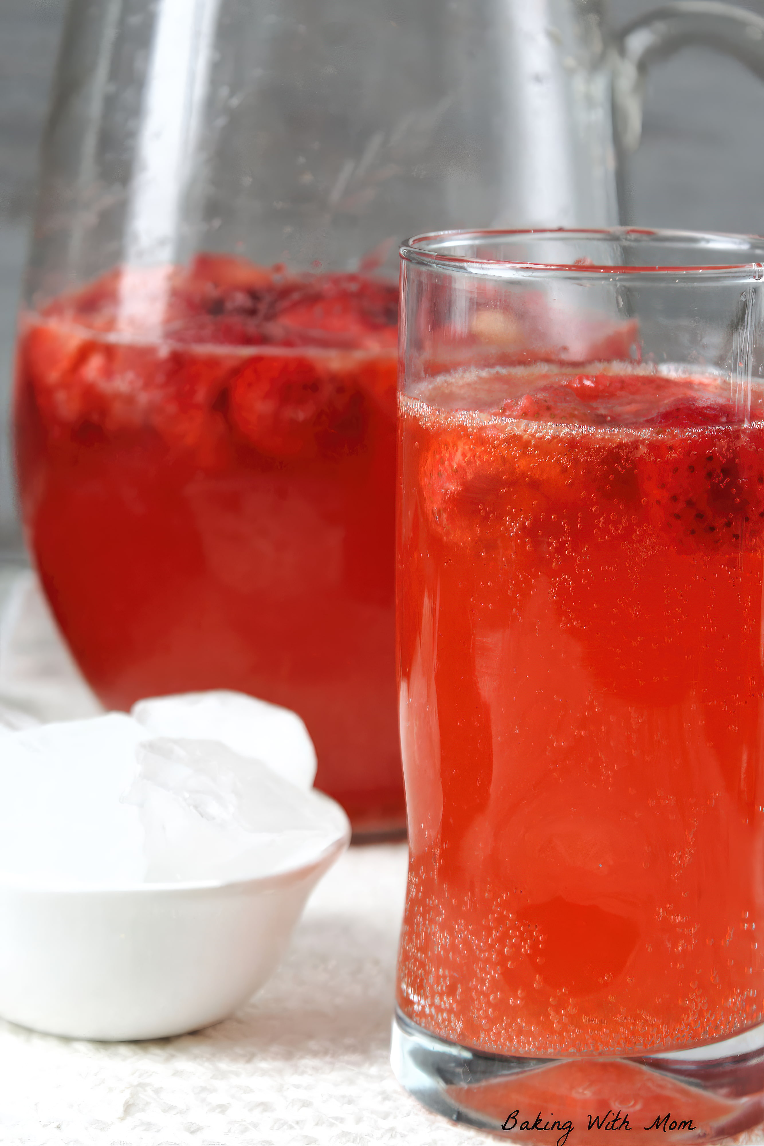 Close-up of non-alcoholic strawberry lime punch